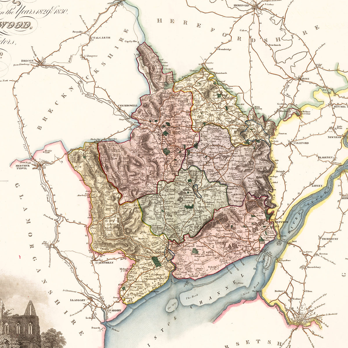 Restored historic details from the 1831 region map of County