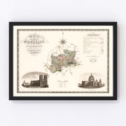 Middlesex England Vintage Map 1829