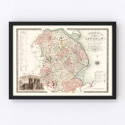 Lincoln England Vintage Map 1831