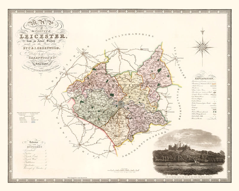 Size comparison using Vintage Map of Leicester England, 1830