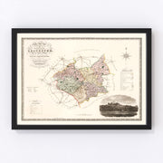 Leicester England Vintage Map 1830