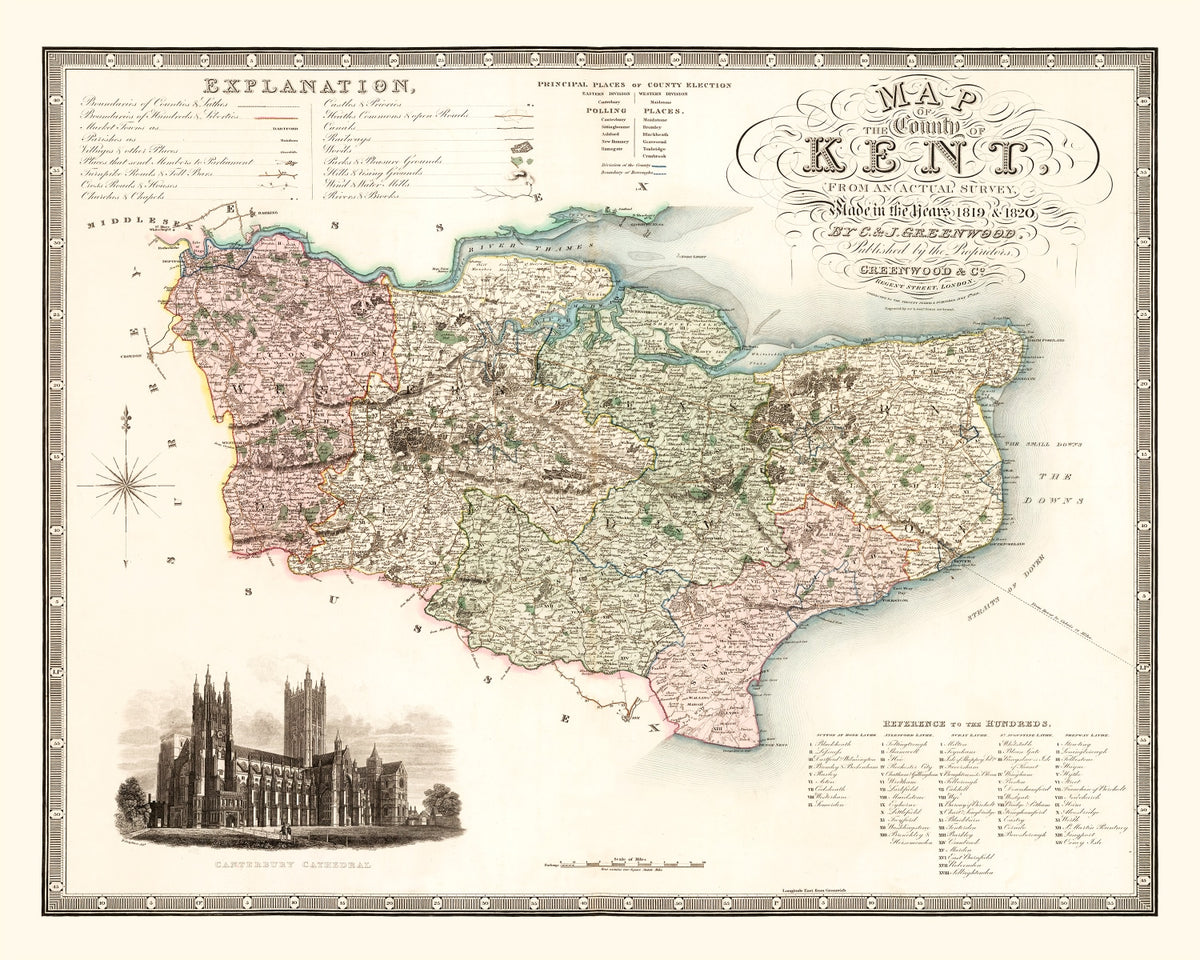 Preview of Vintage Map of Kent England, 1829