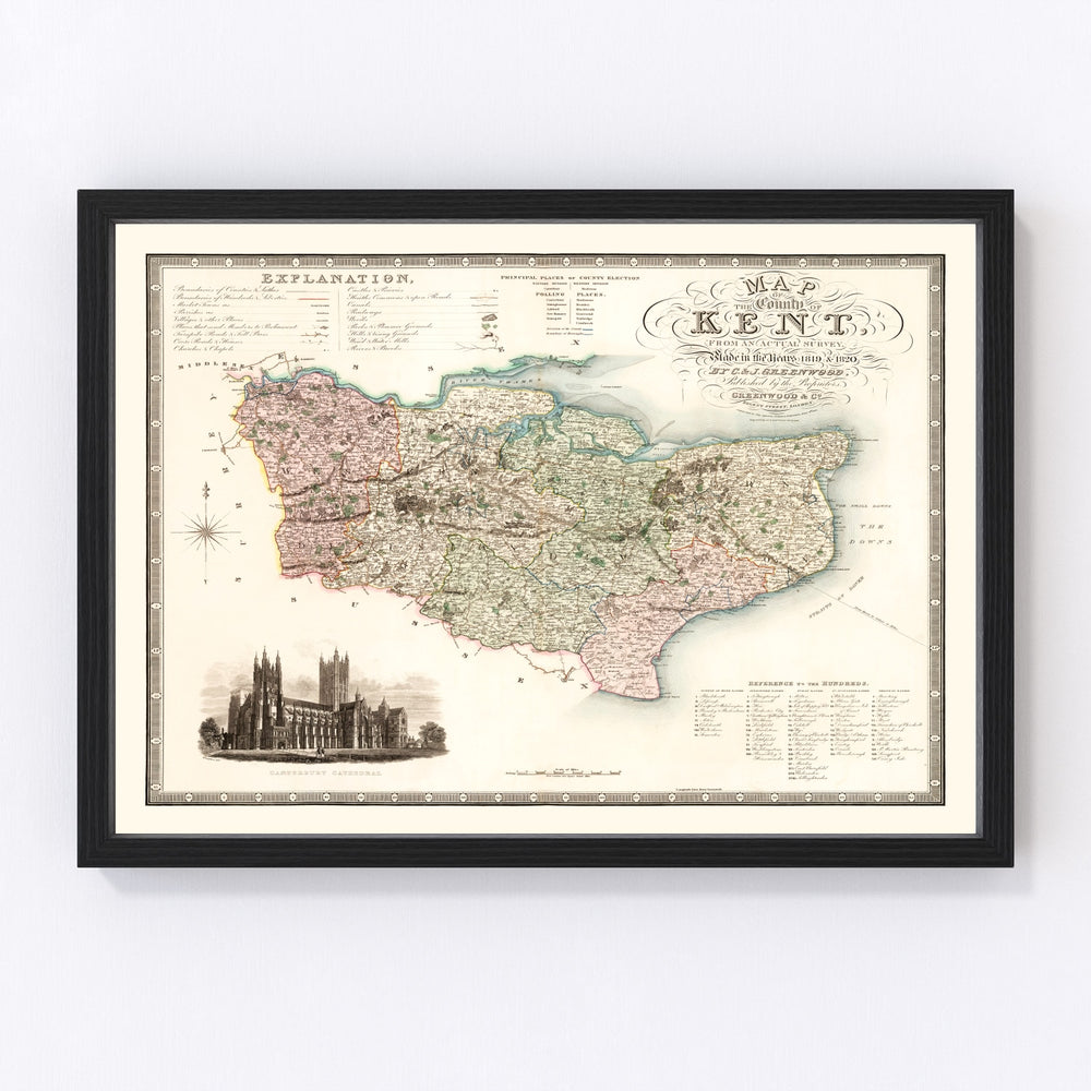 Kent England Vintage Map 1829