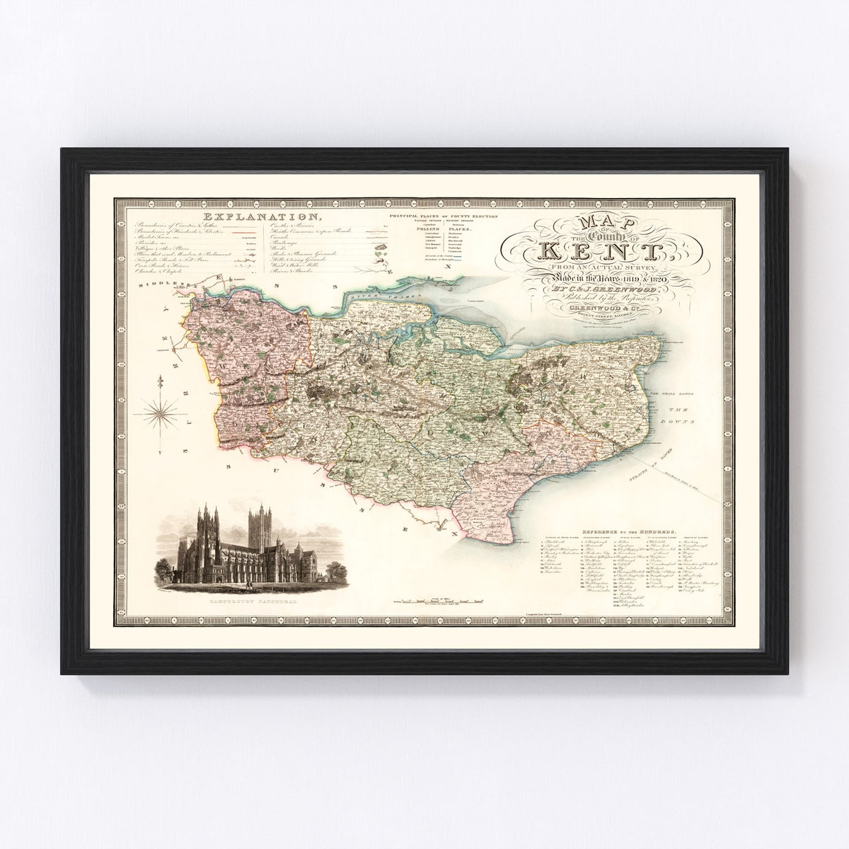 Kent England Vintage Map 1829