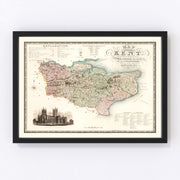Kent England Vintage Map 1829