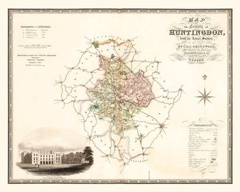 Size comparison using Vintage Map of Huntingdon England, 1831