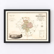 Huntingdon England Vintage Map 1831
