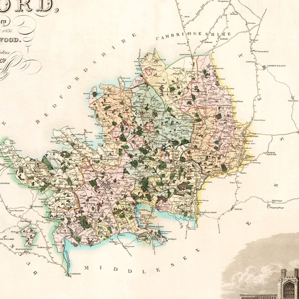Restored historic details from the 1834 region map of County