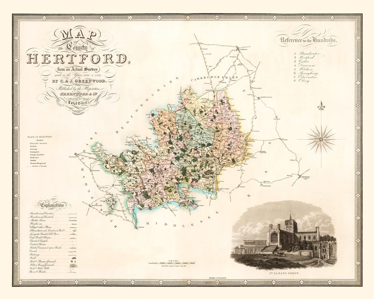 Preview of Vintage Map of Hertford England, 1834
