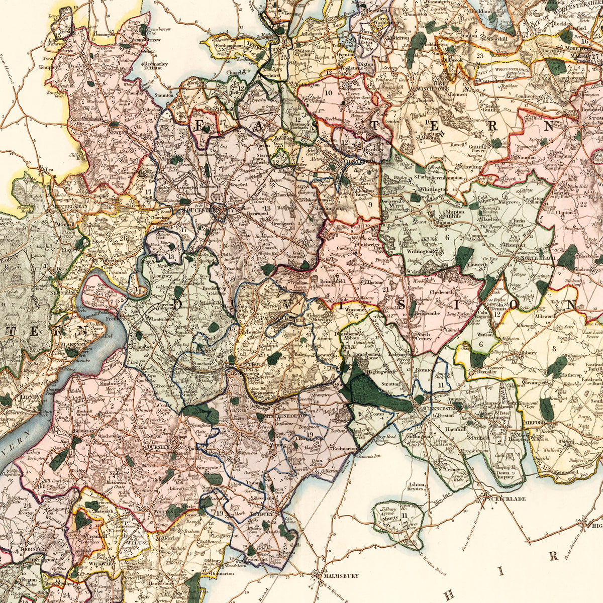Restored historic details from the 1831 region map of County