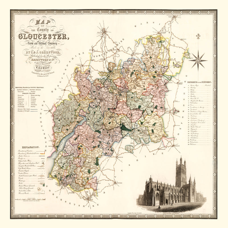 Size comparison using Vintage Map of Gloucester England, 1831
