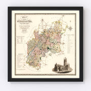 Gloucester England Vintage Map 1831