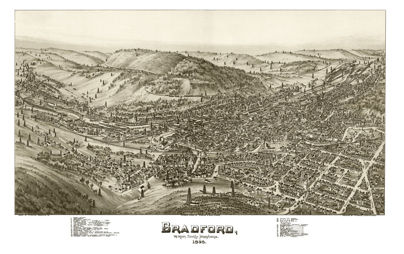 Size comparison using Vintage Map of Bradford, Pennsylvania 1895