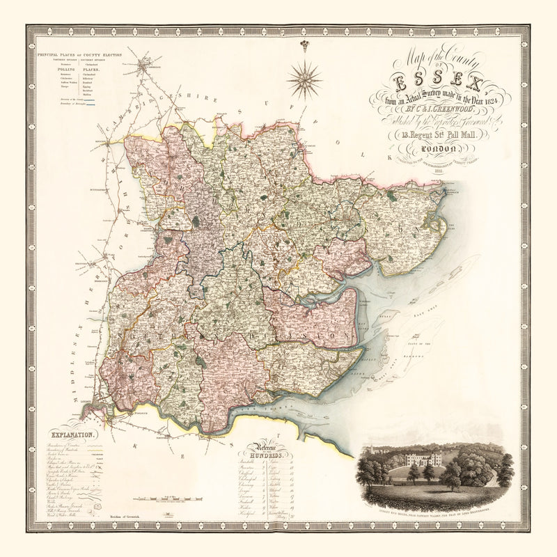 Size comparison using Vintage Map of Essex England, 1831