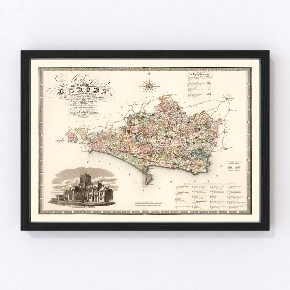 Dorset England Vintage Map 1829