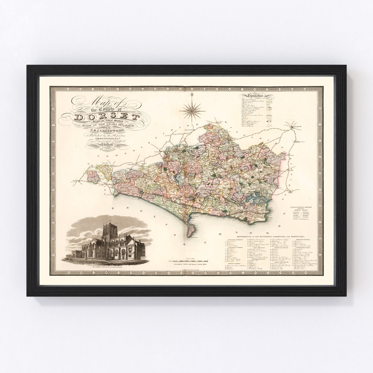 Dorset England Vintage Map 1829