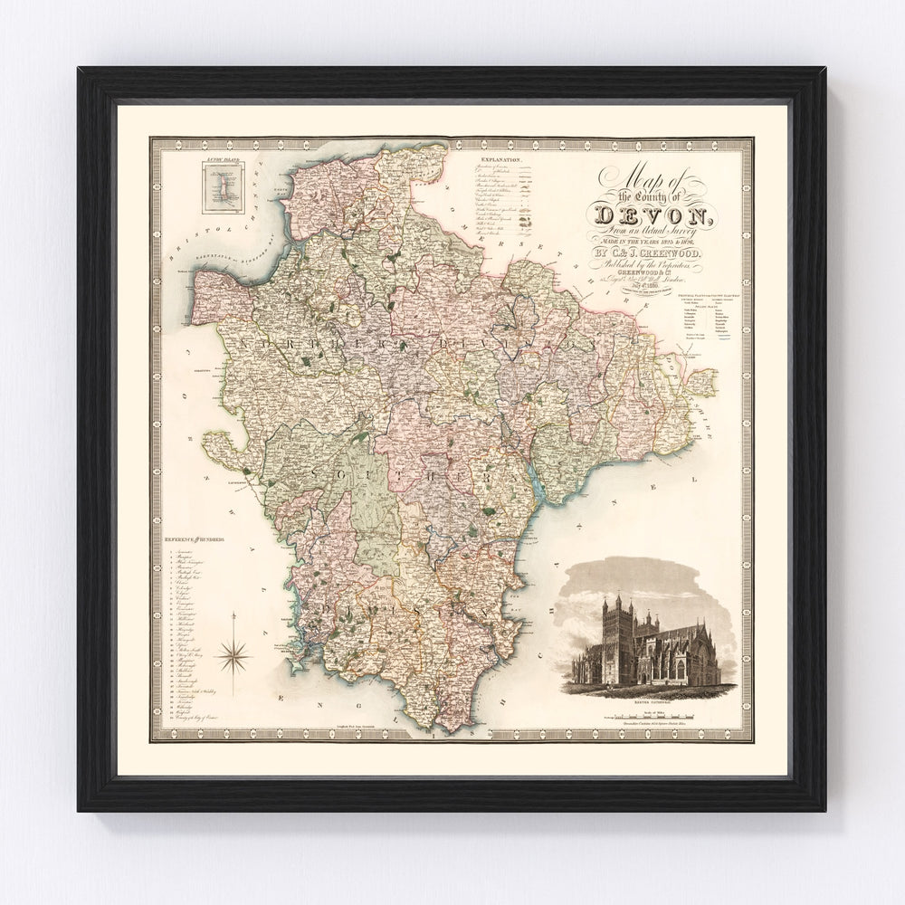 Devon England Vintage Map 1829