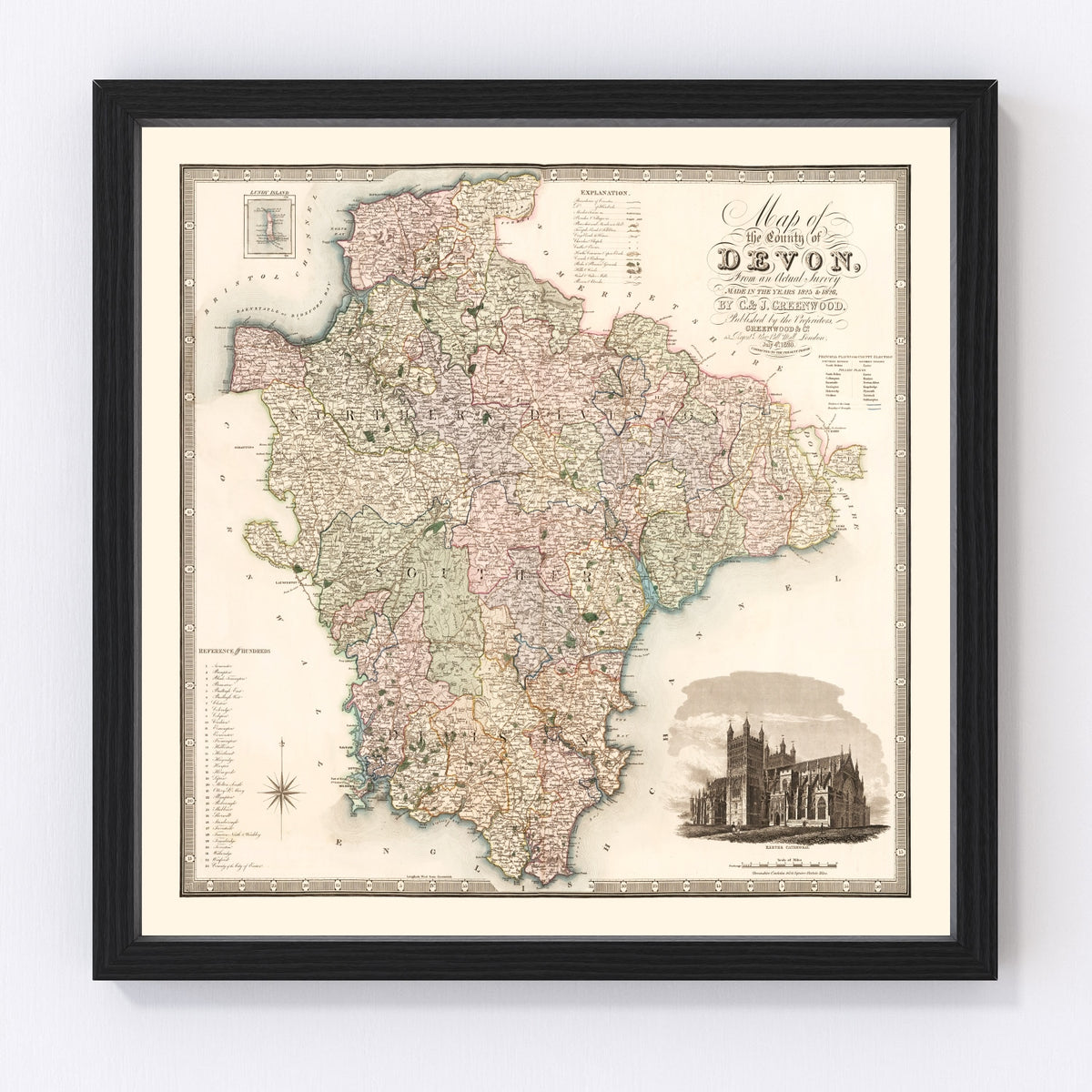 Devon England Vintage Map 1829