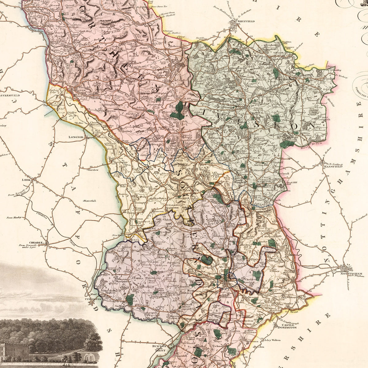 Restored historic details from the 1830 region map of County
