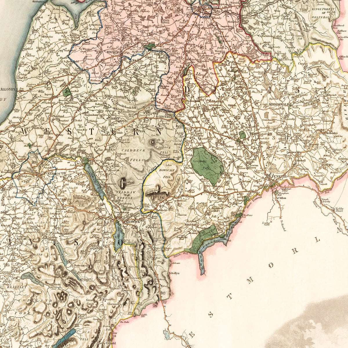 Restored historic details from the 1830 region map of County