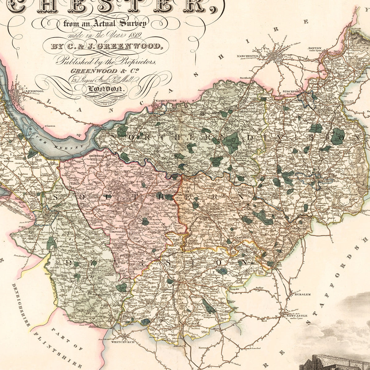 Restored historic details from the 1830 region map of County