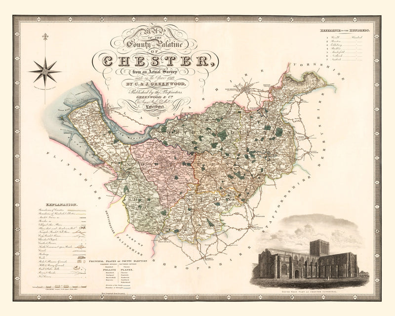 Size comparison using Vintage Map of Map of the county palatine of Chester England, 1830