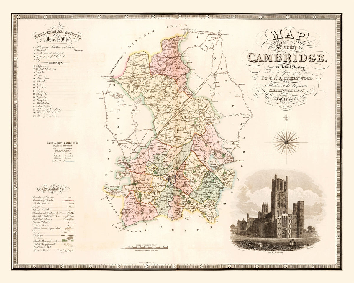 Preview of Vintage Map of Cambridge England, 1834