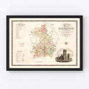 Cambridge England Vintage Map 1834