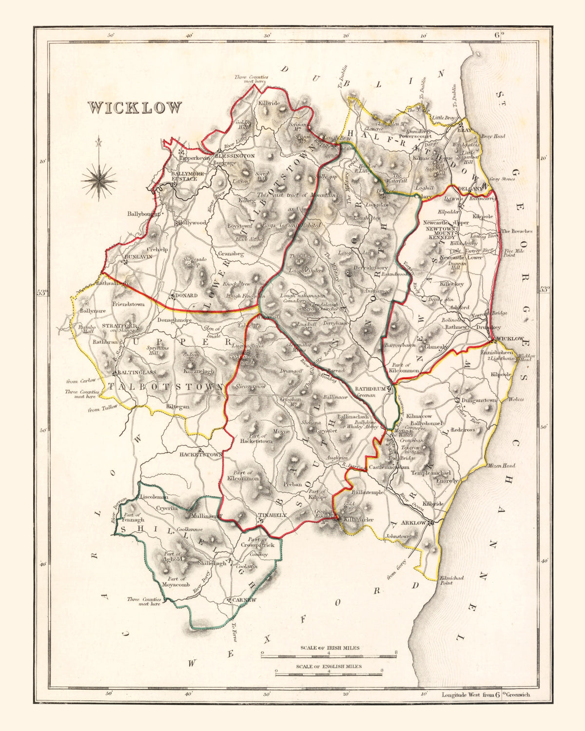 Preview of Vintage Map of Wicklow County Ireland, 1846