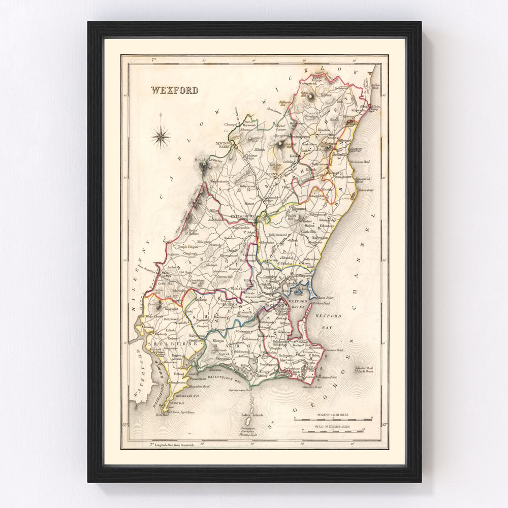 Wexford County Ireland Vintage Map 1846
