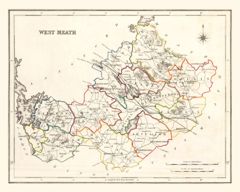 Size comparison using Vintage Map of Westmeath County Ireland, 1846
