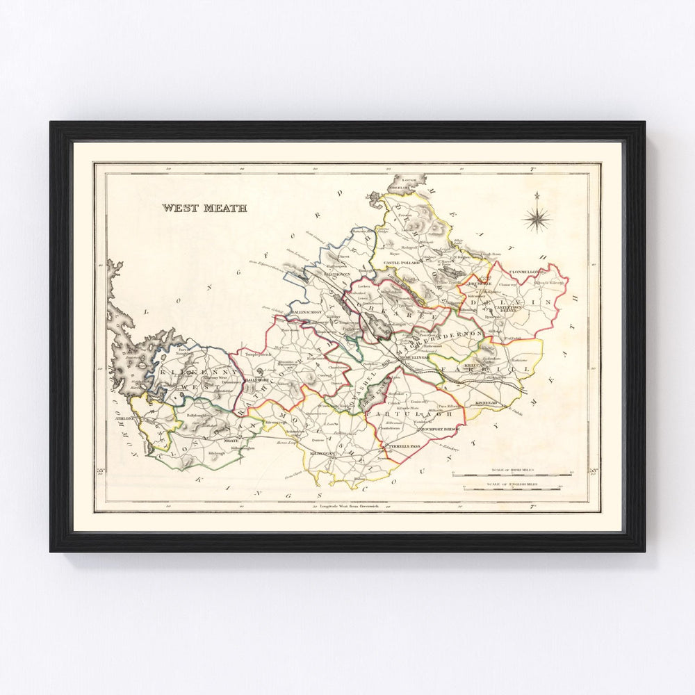 Westmeath County Ireland Vintage Map 1846