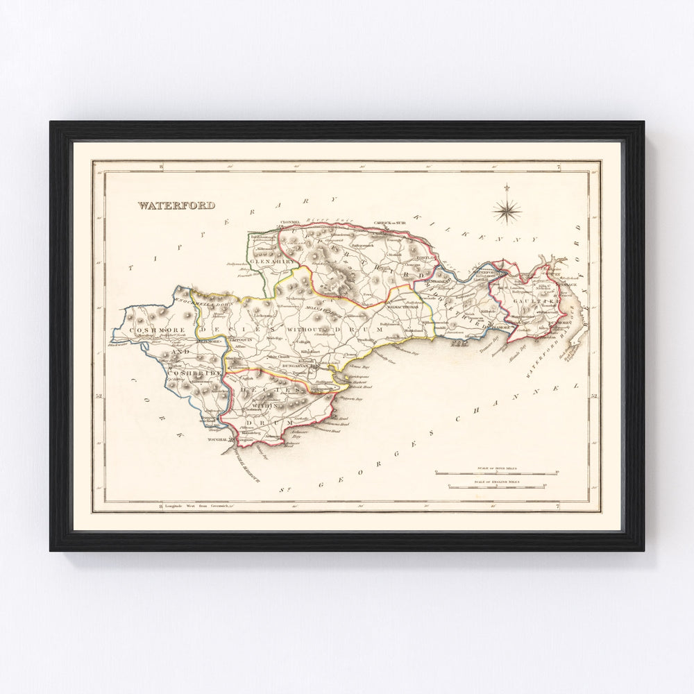 Waterford County Ireland Vintage Map 1846