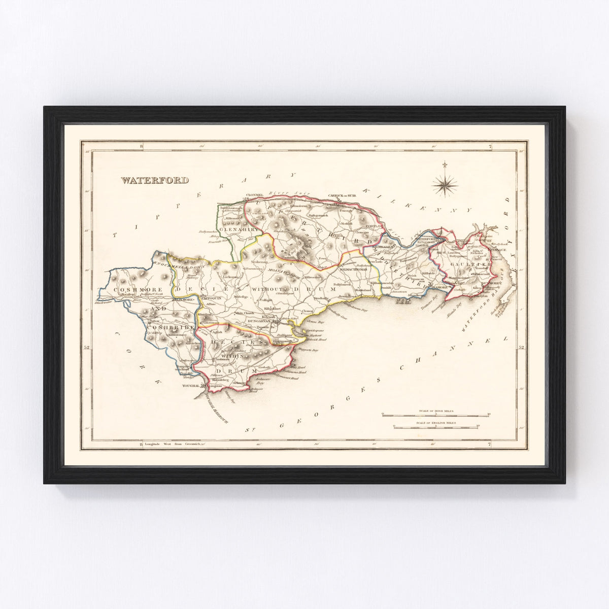 Waterford County Ireland Vintage Map 1846
