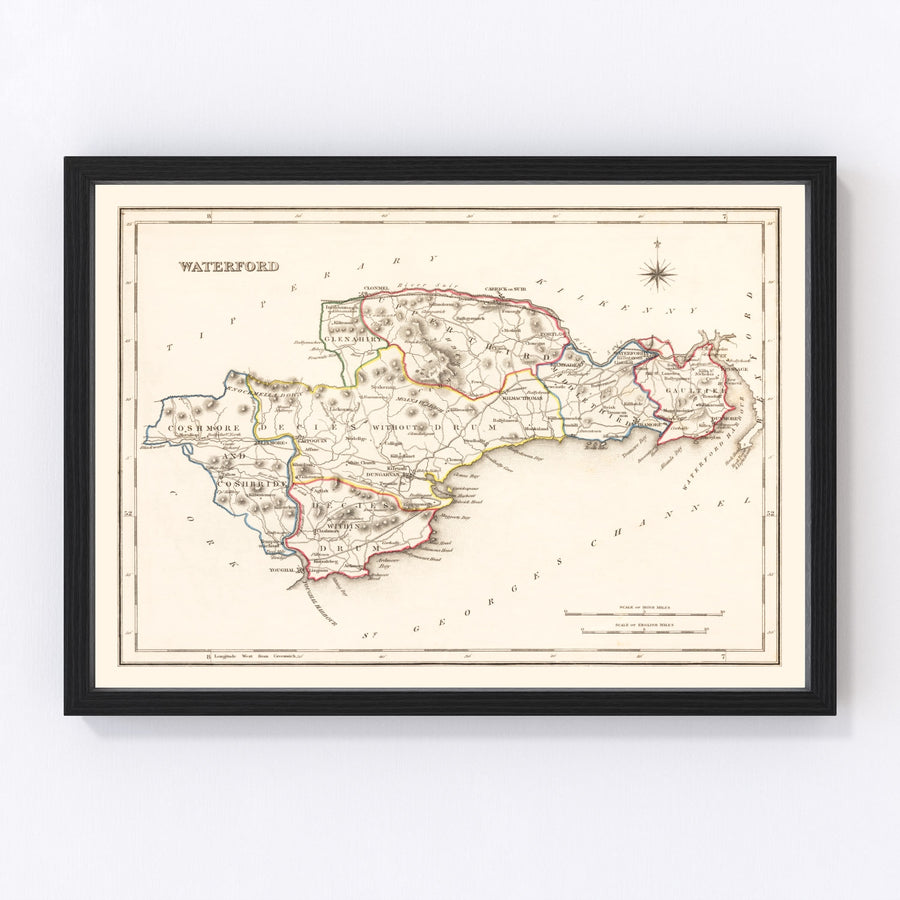 Waterford County Ireland Vintage Map 1846