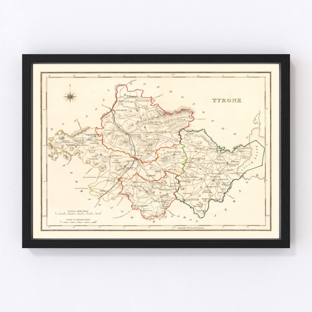 Tyrone County Ireland Vintage Map 1846