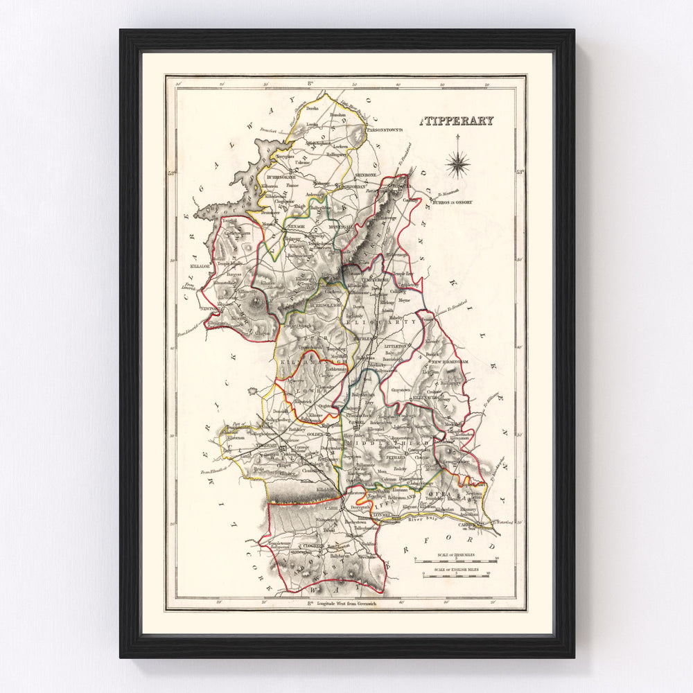 Tipperary County Ireland Vintage Map 1846