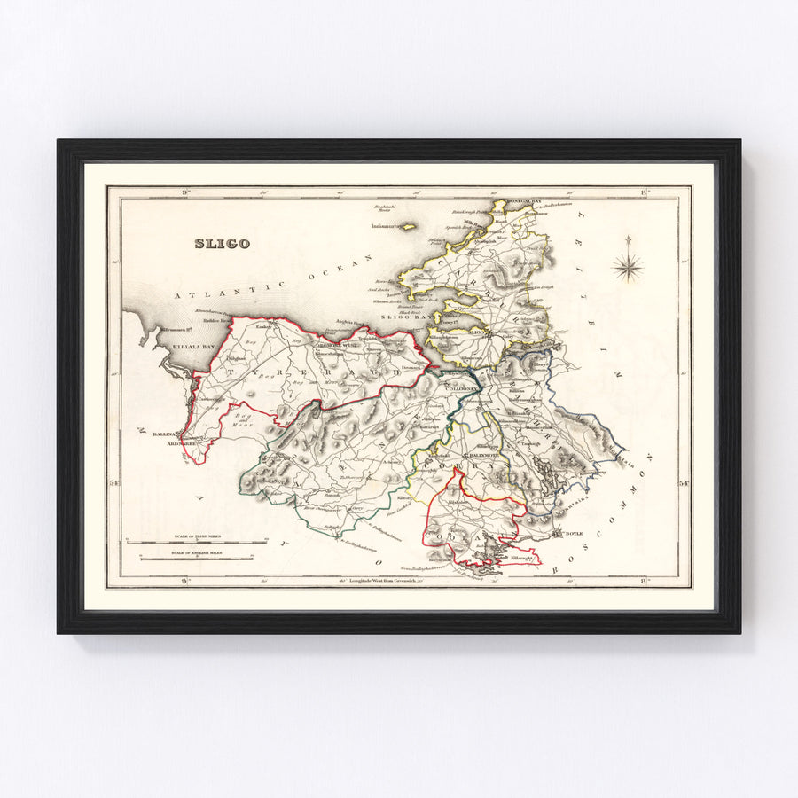 Vintage Map of Sligo County Ireland, 1846