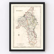 Roscommon County Ireland Vintage Map 1846