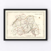 Queens County Ireland Vintage Map 1846