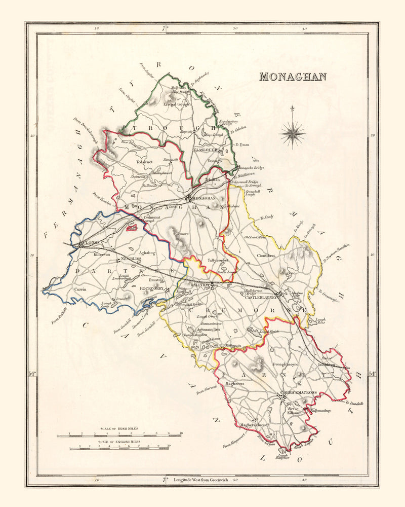 Size comparison using Vintage Map of Monaghan County Ireland, 1846