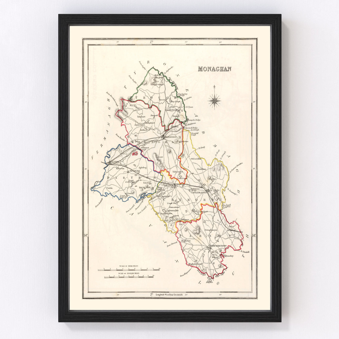 Monaghan County Ireland Vintage Map 1846