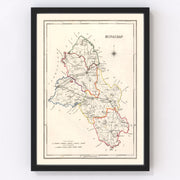 Monaghan County Ireland Vintage Map 1846