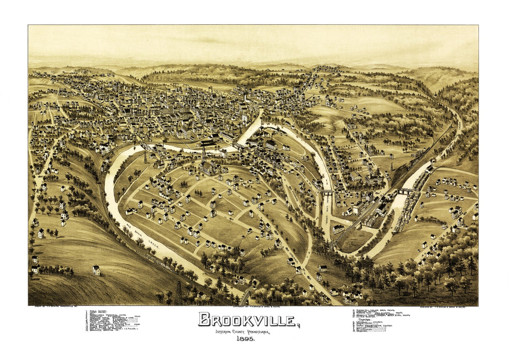 Vintage Map of Brookville, Pennsylvania 1895 print style example
