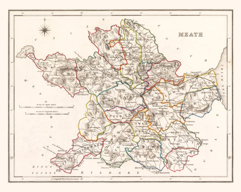 Size comparison using Vintage Map of Meath County Ireland, 1846
