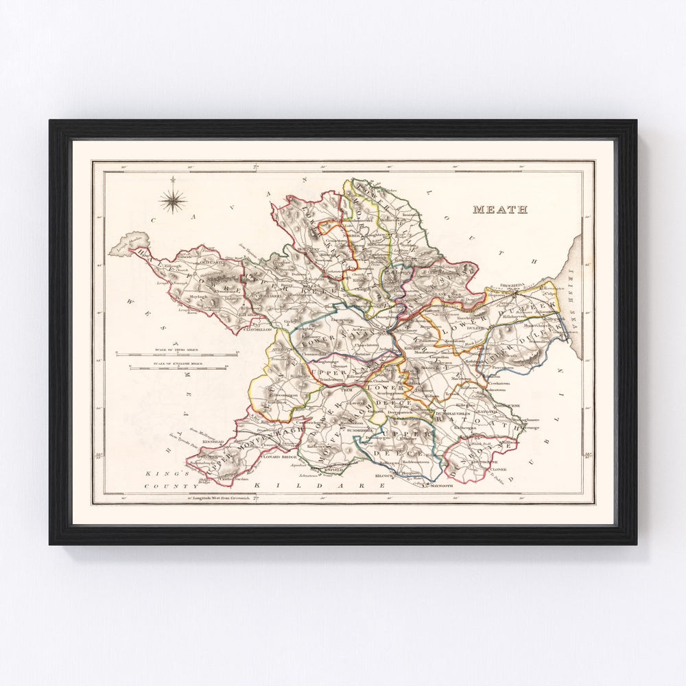 Meath County Ireland Vintage Map 1846