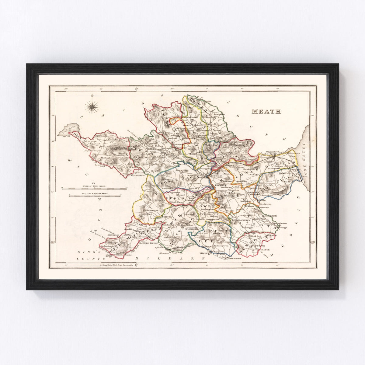 Meath County Ireland Vintage Map 1846