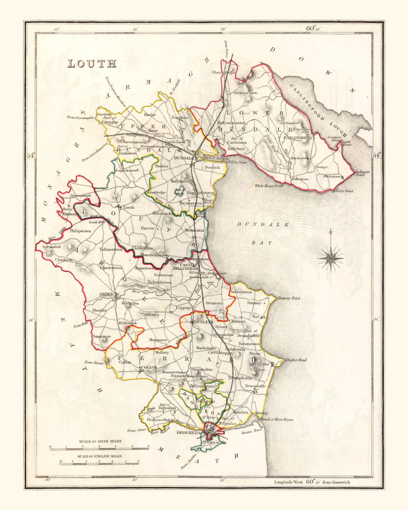 Size comparison using Vintage Map of Louth County Ireland, 1846