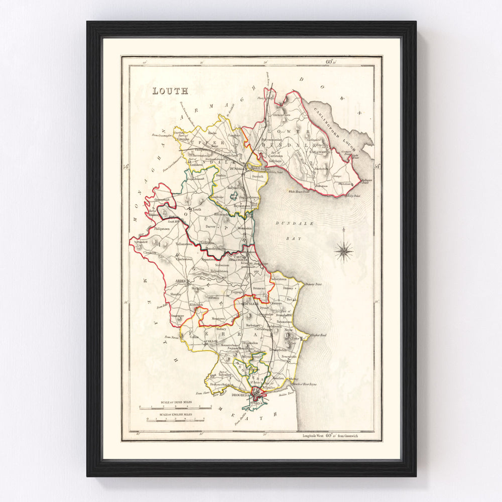 Louth County Ireland Vintage Map 1846
