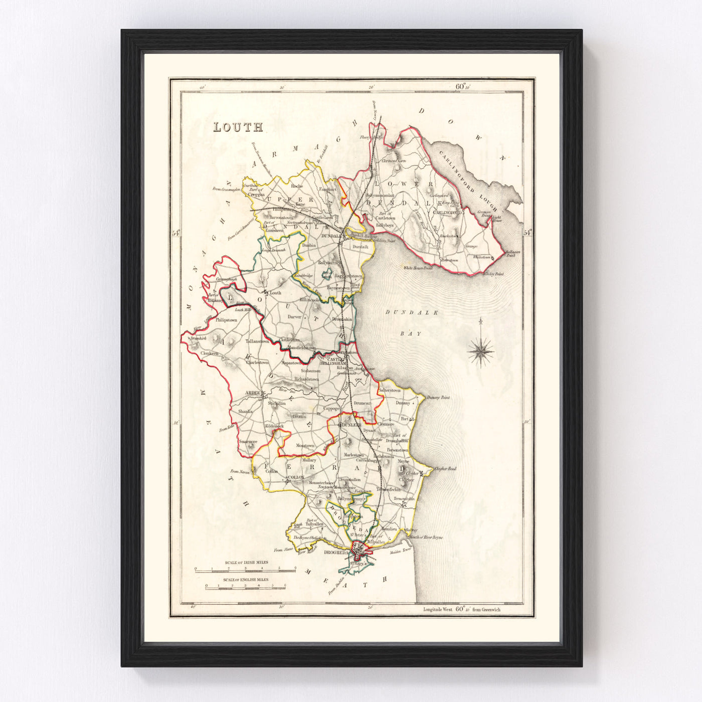 Louth County Ireland Vintage Map 1846